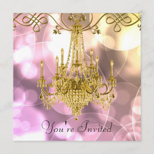 Pink Gold Chandelier Jeden Anlaß Party Einladung