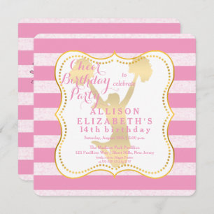Pink   Gold Cheerleader Teen Birthday Party Einladung
