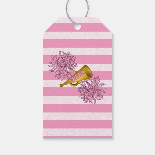 Pink | Gold Cheerleader Teen Birthday Party Geschenkanhänger (Rückseite)