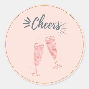 Pink Gold Cheers Champagne Brillen Runder Aufkleber