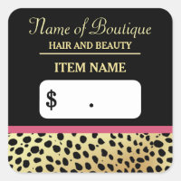 Pink Gold Cheetah Print Beauty Boutique Preis Tags