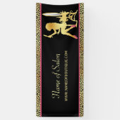 Pink Gold Cheetah Print Beauty Boutique Sign Banner (Vertikal)