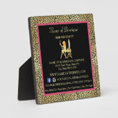 Pink Gold Cheetah Print Boutique Information Sign Fotoplatte (Vorderseite)