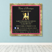 Pink Gold Cheetah Print Boutique Information Sign Leinwanddruck (Insitu (Holzboden))