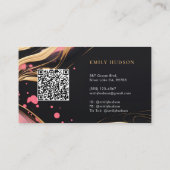 Pink Gold Chic Fashion QR Code Business Card Visitenkarte (Rückseite)