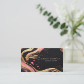 Pink Gold Chic Fashion QR Code Business Card Visitenkarte (Stehend Vorderseite)