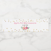 Pink Gold Chic Floral Water Flasche Etikett (Einzelnes Label)