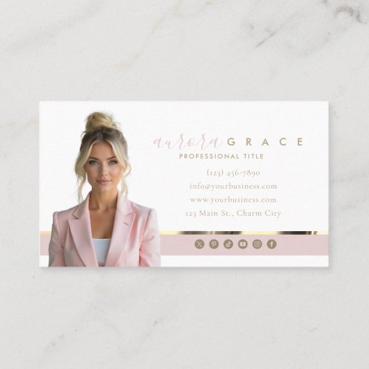 Pink & Gold-Chic-Visitenkarte Visitenkarte (Rückseite)