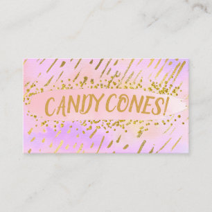 Pink Gold Children's Birthday Candy Cone Gefallen Visitenkarte