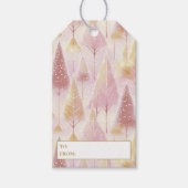 Pink Gold Christmas Trees Pattern#13 ID1009 Geschenkanhänger (Vorderseite)