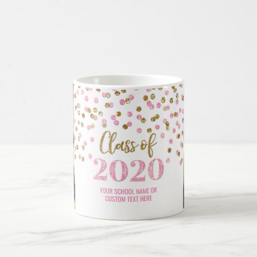Pink Gold Class 2020 Foto Abschluss Tasse (Mittel)