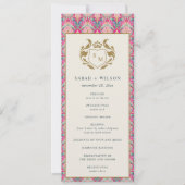 Pink Gold Classy Floral Laurel Hochzeitsprogramm Einladung (Vorderseite)