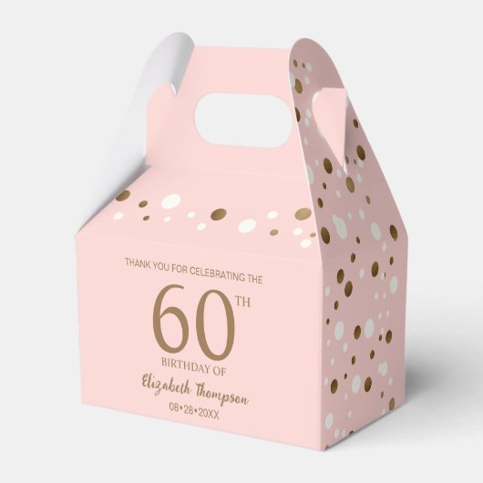 Pink Gold Confetti 60. Geburtstag Custom Geschenkschachtel (Rückseite)
