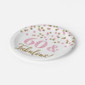 Pink Gold Confetti 60 und fabelhaft Pappteller (Schrägansicht)