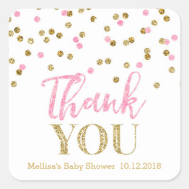 Pink Gold Confetti Baby Dusche Danke Sticker