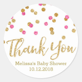 Pink Gold Confetti Baby Dusche Danke Sticker