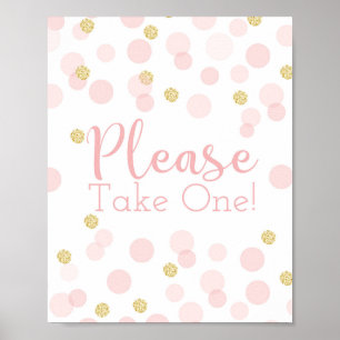 Pink Gold Confetti Baby Dusche ein Zeichen nehmen Poster