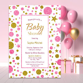 Pink Gold Confetti Baby Dusche Einladung