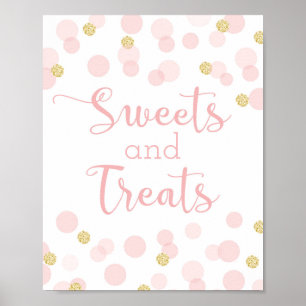 Pink Gold Confetti Baby Dusche SüßigkeitenKleidung Poster