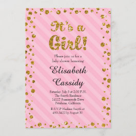 Pink Gold Confetti Baby Girl Dusche Einladung