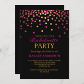 Pink & Gold Confetti Bachelorette Einladung (Vorne/Hinten)