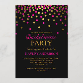 Pink & Gold Confetti Bachelorette Einladung