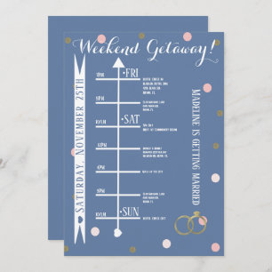 Pink Gold Confetti Bachelorette Wochenende Abenteu Einladung