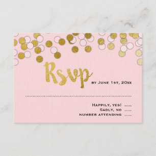 Pink Gold Confetti Bat Mitzvah UAWG Response RSVP Karte