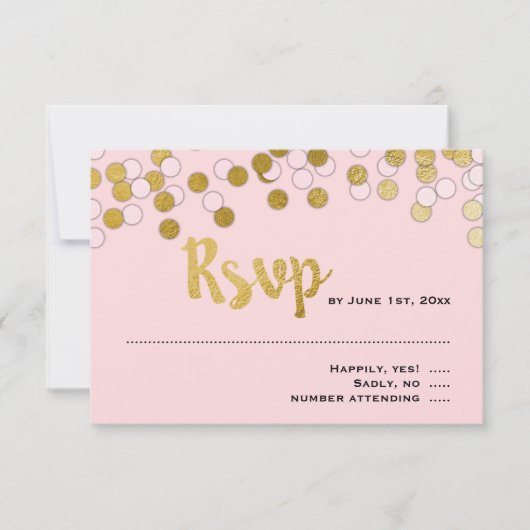 Pink | Gold Confetti Bat Mitzvah UAWG Response RSVP Karte (Vorderseite)