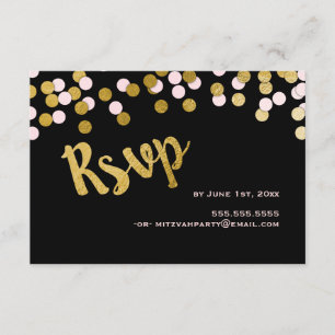 Pink Gold Confetti Bat Mitzvah UAWG Response RSVP Karte