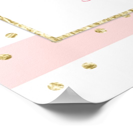 Pink Gold Confetti Begrüßungszeichen Poster (Ecke)