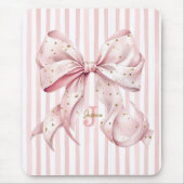 Pink Gold Confetti Bow Monogram Name Mousepad (Vorne)