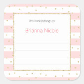 Pink Gold Confetti Buchzeichen Sticker (Vorderseite)