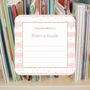 Pink Gold Confetti Buchzeichen Sticker