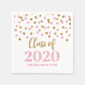 Pink Gold Confetti Class of 2020 Abschluss Serviette (Vorderseite)