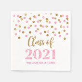 Pink Gold Confetti Class of 2021 Abschluss Serviette (Vorderseite)