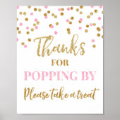 Pink Gold Confetti Danke für Popping By Sign Poster (Vorne)