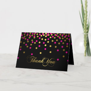Pink & Gold Confetti Danke Karte