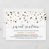 Pink & Gold Confetti Dots 16 . Geburtstag Einladun Einladung (Vorderseite)