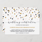 Pink & Gold Confetti Dots Einladung Hochzeit (Vorne/Hinten)
