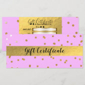 Pink & Gold Confetti Dots Glam Geschenkgutschein (Vorne/Hinten)