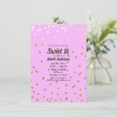 Pink & Gold Confetti Dots Moderner Glamour Glam Einladung (Stehend Vorderseite)