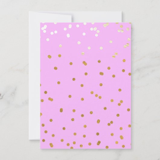 Pink & Gold Confetti Dots Moderner Glamour Glam Einladung (Rückseite)