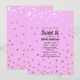 Pink & Gold Confetti Dots Moderner Glamour Glam Einladung