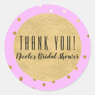 Pink Gold Confetti Dots Moderner Glamour Glam Gefa Runder Aufkleber