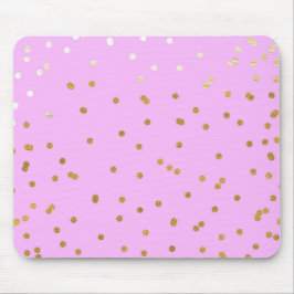 Pink & Gold Confetti Dots Moderner Glamour Glam Mousepad