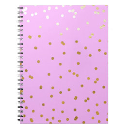 Pink & Gold Confetti Dots Moderner Glamour Glam Notizblock
