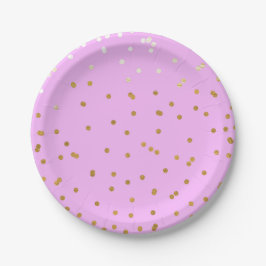 Pink & Gold Confetti Dots Moderner Glamour Glam Pappteller