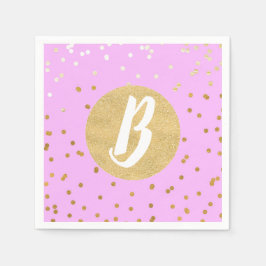 Pink & Gold Confetti Dots Moderner Glamour Glam Serviette