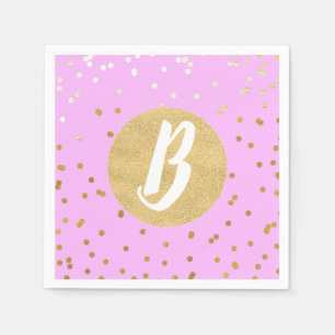 Pink & Gold Confetti Dots Moderner Glamour Glam Serviette